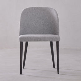 Modern Pewter Grey Dining Chair with Solid Wood Legs