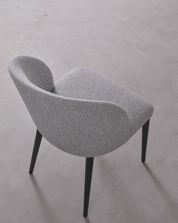 Modern Pewter Grey Dining Chair with Solid Wood Legs