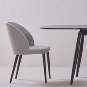 Modern Pewter Grey Dining Chair with Solid Wood Legs