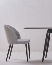 Modern Pewter Grey Dining Chair with Solid Wood Legs