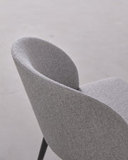 Modern Pewter Grey Dining Chair with Solid Wood Legs