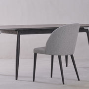 Modern Pewter Grey Dining Chair with Solid Wood Legs