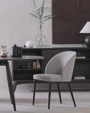 Modern Pewter Grey Dining Chair with Solid Wood Legs
