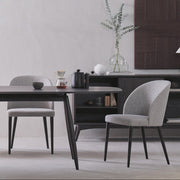 Modern Pewter Grey Dining Chair with Solid Wood Legs