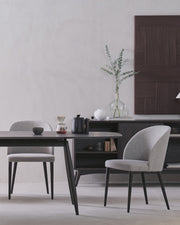 Modern Pewter Grey Dining Chair with Solid Wood Legs