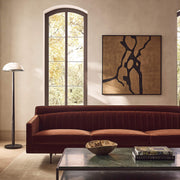 Tufted Russet Velvet Sofa