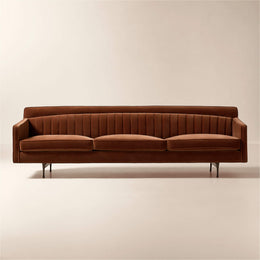 Tufted Russet Velvet Sofa