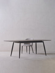 Modern Wooden Dining Table – Rectangular with Rounded Corners and Sculpted Base