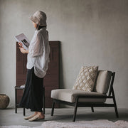 Modern Solid Wood Single Sofa with Cushion